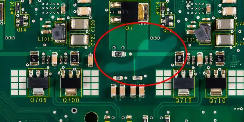 PCB板出现分层现象(图中圈起来的部分)